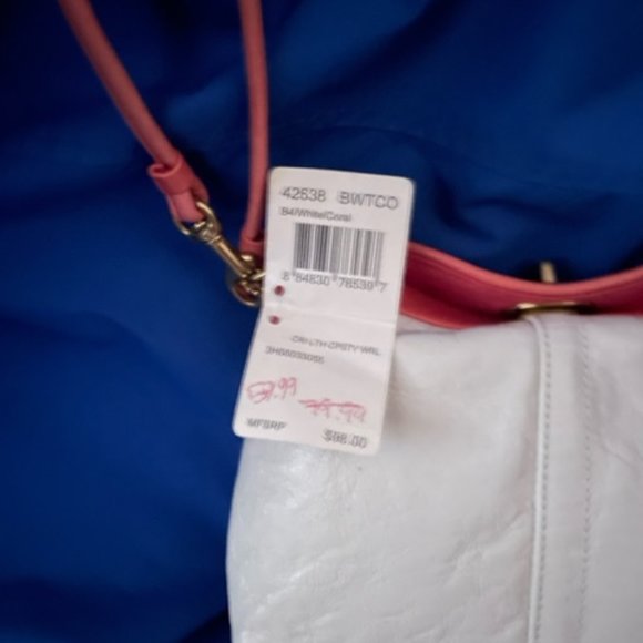 NWT COACH White Coral GENUINE Leather Turn-Lock Wristlet Wallet Clutch Pouch Bag - Picture 10 of 10